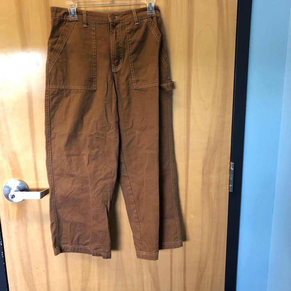 Ladies wide leg carpenter pants in Brown
